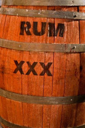 Wooden Rum keg ringed with metal bandsの写真素材