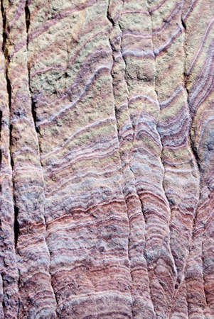 Sandstone rock wall of swirls and spines in earthtone colorsの写真素材