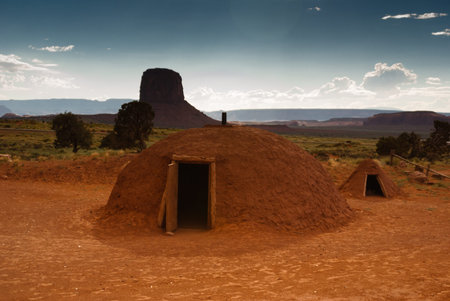 Indian hogan in Monument Valleyの写真素材