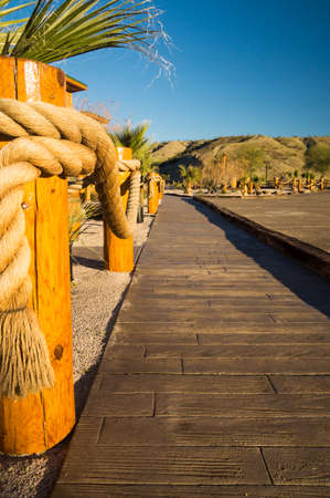 Boardwalk in Mojave desertの写真素材