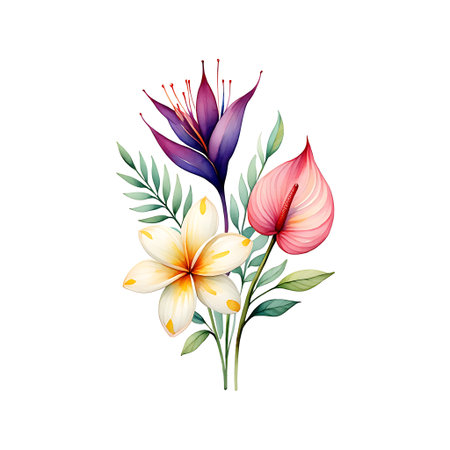Beautiful bouquet of flowers in watercolor style. Vector illustration.の素材