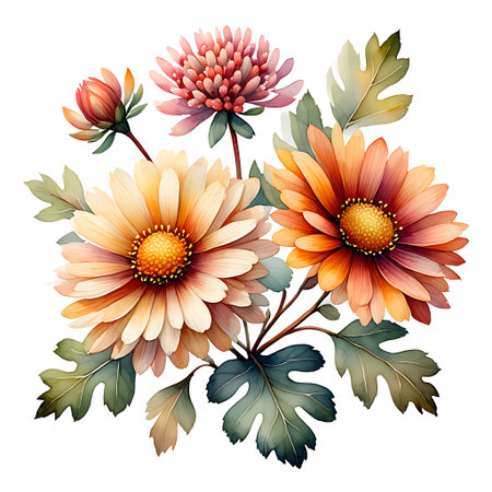 Beautiful bouquet with chrysanthemum flowers. Vector illustration.の素材