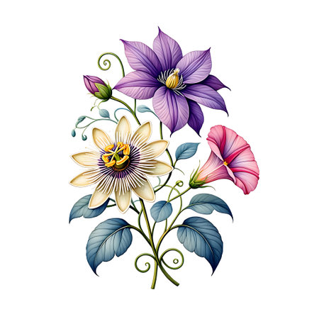 Beautiful spring flowers isolated on a white background. Vector illustration.の素材