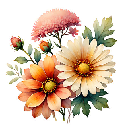 Beautiful vector floral bouquet with chrysanthemum flowersの素材