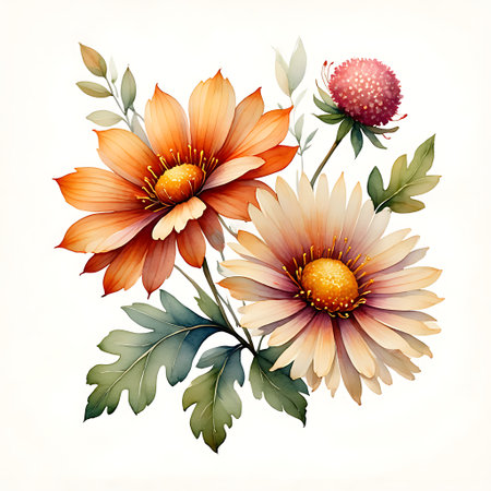 Bouquet of flowers. Hand drawn watercolor. Vector illustration.の素材