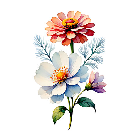 Beautiful watercolor vector illustration of a flower on a white backgroundの素材