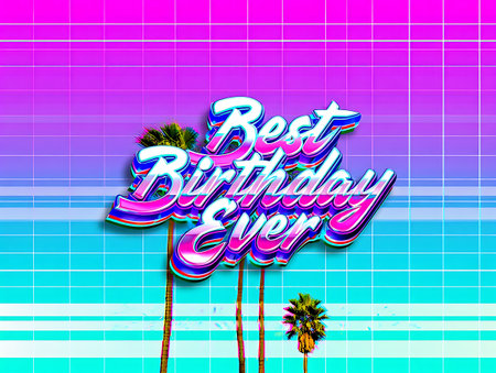 Happy Birthday to you colorful card with palm tree. Vector illustration.の素材