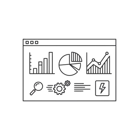 Data analysis icon in line style. Vector illustration on white background.のイラスト素材