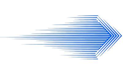 The image features a stylized arrow pointing to the right. The arrow is composed of multiple lines...
