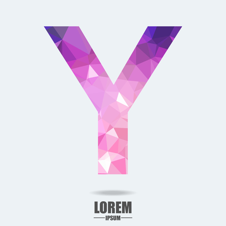 Abstract trend polygon letter Y logo design template. Art tech media app creative sign. Colorful vector symbol icon. Bright alphabet font.のイラスト素材