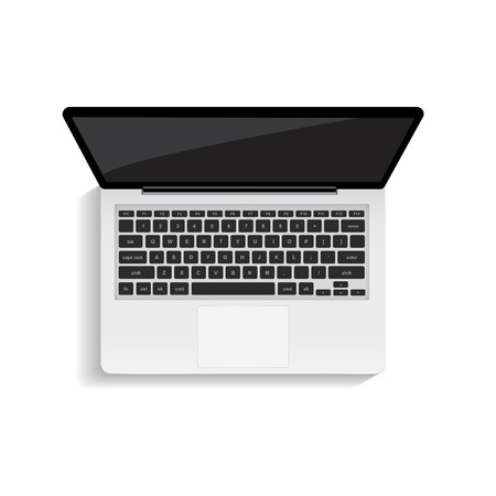 Realistic laptop top view illustration on a white background. Eps10 vector template.のイラスト素材
