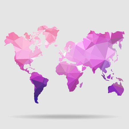 Abstract World Map - Vector illustration - Geometric Structure in blue color for presentation, booklet, website and other design projects. Polygonal background.のイラスト素材