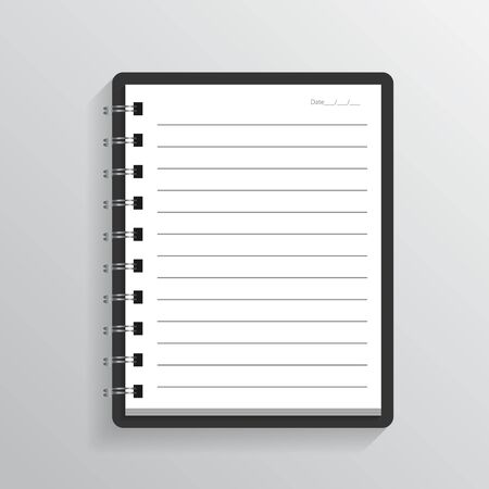 Blank realistic spiral notepad notebook isolated on gray background. Vector illustratorのイラスト素材