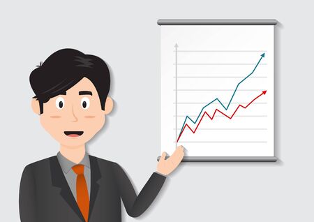 A businessman is communicating something by graphicsのイラスト素材