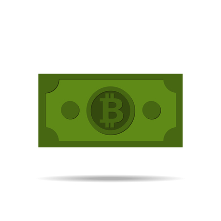 Currency icon. Banknotes with bitcoin sign flat vector iconのイラスト素材
