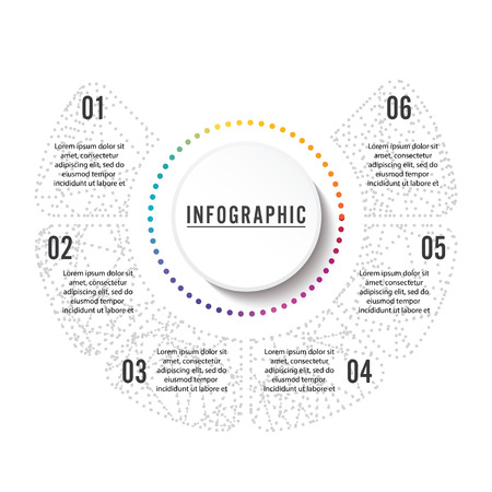 Vector illustration infographics 6 options. Template for brochure, business, web designのイラスト素材
