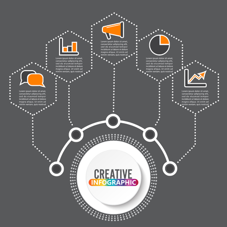 Vector infographic template with 3D paper label, integrated circles. Business concept with options. For content, diagram, flowchart, steps, parts, timeline infographics, workflow layout, chartのイラスト素材