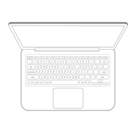 Laptop computer notebook outline vectorのイラスト素材