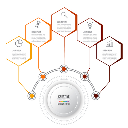 An Infographics template with 3D paper label and  integrated circles.のイラスト素材