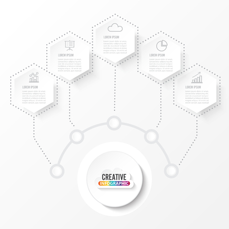 Vector infographic template with 3D paper label, integrated circles. Business concept with options. For content, diagram, flowchart, steps, parts, timeline infographics, workflow layout, chartのイラスト素材