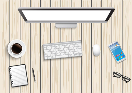 Realistic workplace desktopのイラスト素材