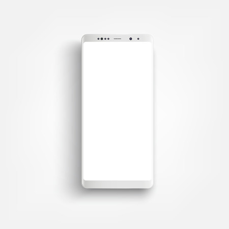 Modern realistic white smartphone. Smartphone with edge side style, 3d Vector illustration of cell phone.のイラスト素材