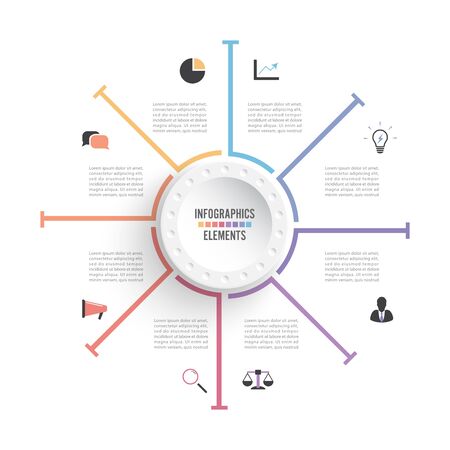 Vector illustration infographics. Business concept with 8 options. For content, diagram, flowchart, steps, parts, timeline infographics, workflow, chart.のイラスト素材