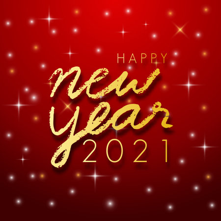 Happy new year 2021 golden color on a red background. illustrator vector.