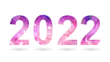 2022 pink polygon vector symbol. New Year isolated polygonal iconのイラスト素材