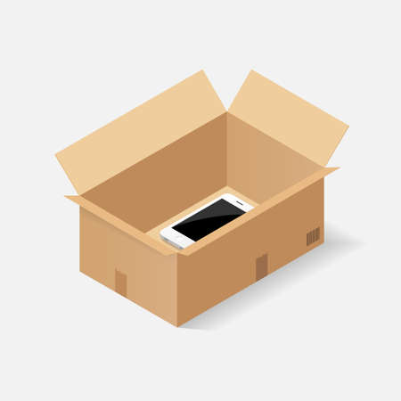 Modern mobile phone in the box - vector illustrationのイラスト素材