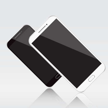 Smartphones. Smartphones black and white. Smartphone isolated. Vector illustrationのイラスト素材