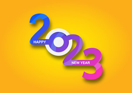 Abstract happy New Year 2023 logo text design. Cover of business. Brochure design template, card,...