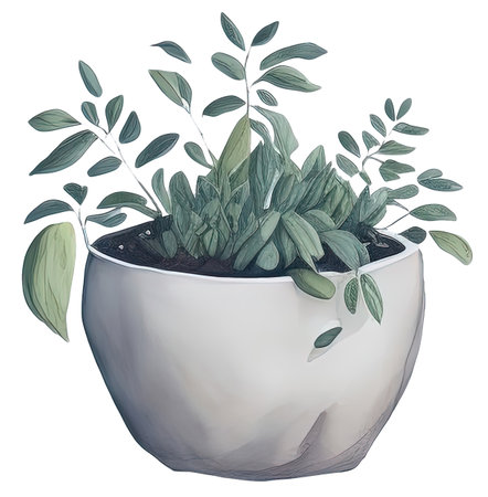 Watercolor House plant. Clipping path. Generative AIの素材