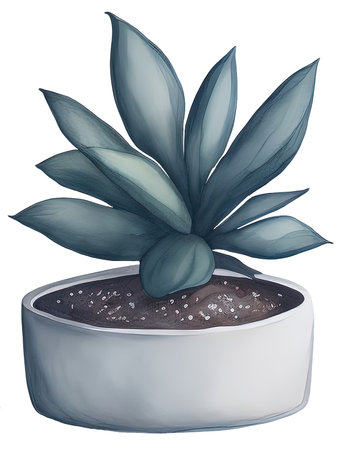 Watercolor House plant. Clipping path. Generative AIの素材
