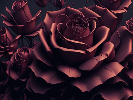 Vintage Classic hyper realistic red grey rose bouquet on background. Generative AI.の素材