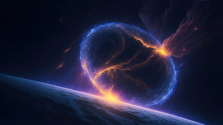 Nebula Galaxy Background. Cosmos Clouds And Beautiful Universe Night Stars. Generative AIの素材
