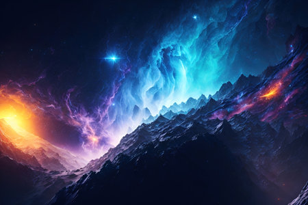 Futuristic abstract space background with nebulae and stars.の素材