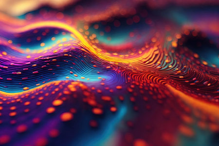 Abstract background of multicolored wavy lines.の素材