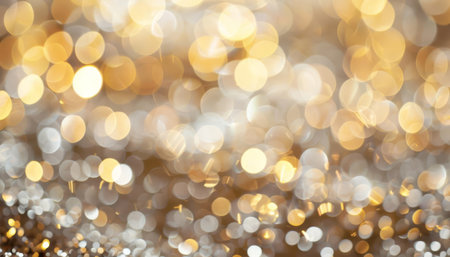 Gentle bokeh circles in silver and gold hues, perfect for creating holiday magicの素材