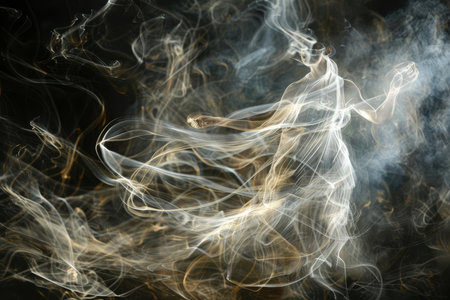 An abstract idea of a dancer whose movements leave trails of light that form into sculpturesの素材