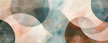 An abstract artwork featuring overlapping circles and squares in muted tones, blending together seamlesslyの素材
