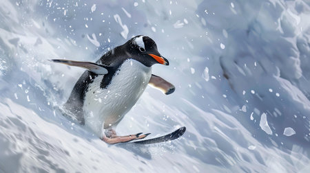 Gentoo penguin on ice floe. Antarctic Peninsula. Antarctica.の素材