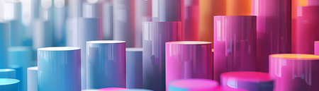 A 3D visualization showing metrics as layered cylinders of varying heights, symbolizing growth and optimizationの素材