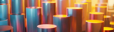 A 3D visualization showing metrics as layered cylinders of varying heights, symbolizing growth and optimizationの素材