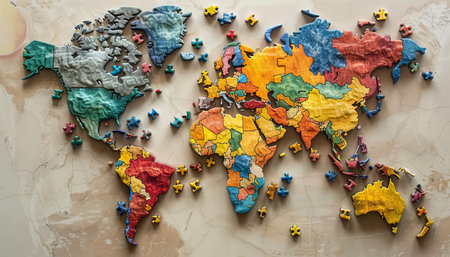 A captivating image of a livershaped puzzle completed by global leaders, symbolizing unified efforts against hepatitisの素材