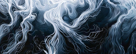 Flowing, branching lines that mimic the patterns of water streams convergingの素材