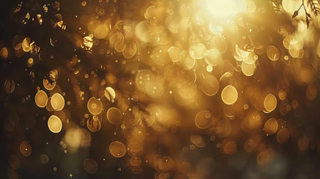 Pale golden bokeh lights, creating the feel of a vintage camera lens with artistic flareの素材