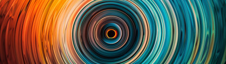 Abstract swirling pattern in vibrant orange, blue, and green hues.の素材
