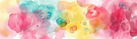 Abstract watercolor background with pink, blue, yellow and orange colors.の素材