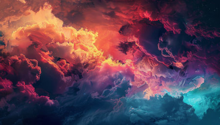 Fantasy space background. Colorful nebula. 3d illustrationの素材